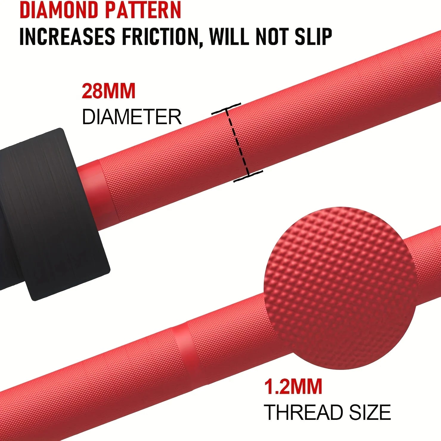 45 Lbs Barbell, 7 Ft Bar For Weightlifting And Power Lifting, 2 Inch Weight Bar For Squats, Deadlifts, Presses, Rows And Curls, 1500 Lbs Weight Capacity Barbell Bar, Red And Black