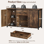 Large Coffee and Wine Cabinet with Ridge Storage, 70.8 Long, Wooden Buffet Sideboard, Home Bar Cabinet with Drawers, Rustic Brow