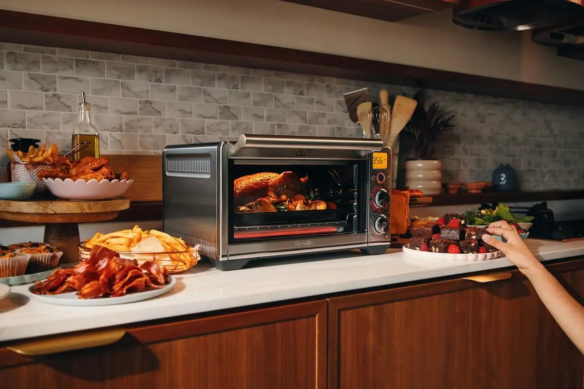 Compact Air Fryer Oven with 5 Air Fry Modes, Crispy Reheat & Element IQ for Even Cooking, Brushed Stainless Steel