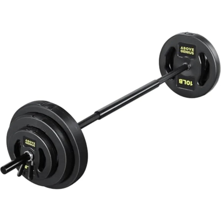 Barbell Weight Set, 45 LB Adjustable Free Weights Bar Set for Home Gym Strength Training, Full Body Workout, Muscle Building, H