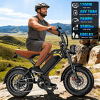 Retro-Style Electric Bike with 1200W Motor, 28MPH Speed, 48V 18Ah Battery, 500lbs Load Capacity, Black