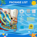 8-in-1 Inflatable Water Park Kids Bounce House With Double Slides & Pool, 550W Blower, Oxford, Indoor Outdoor Set