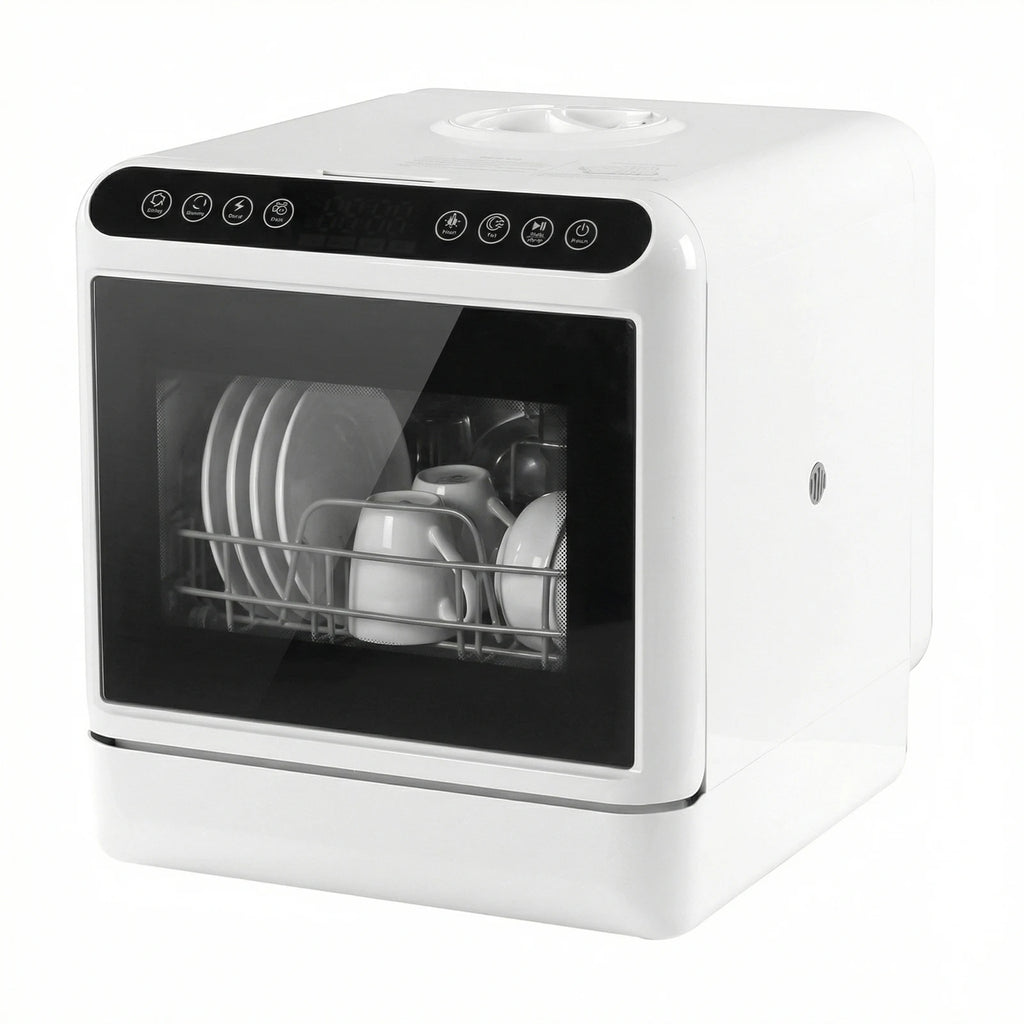 Countertop Dishwasher No Hookup Needed Automatic Dishwasher 360° Dual Spray High-Temp& Air-Dry Function for Apartments& RVs
