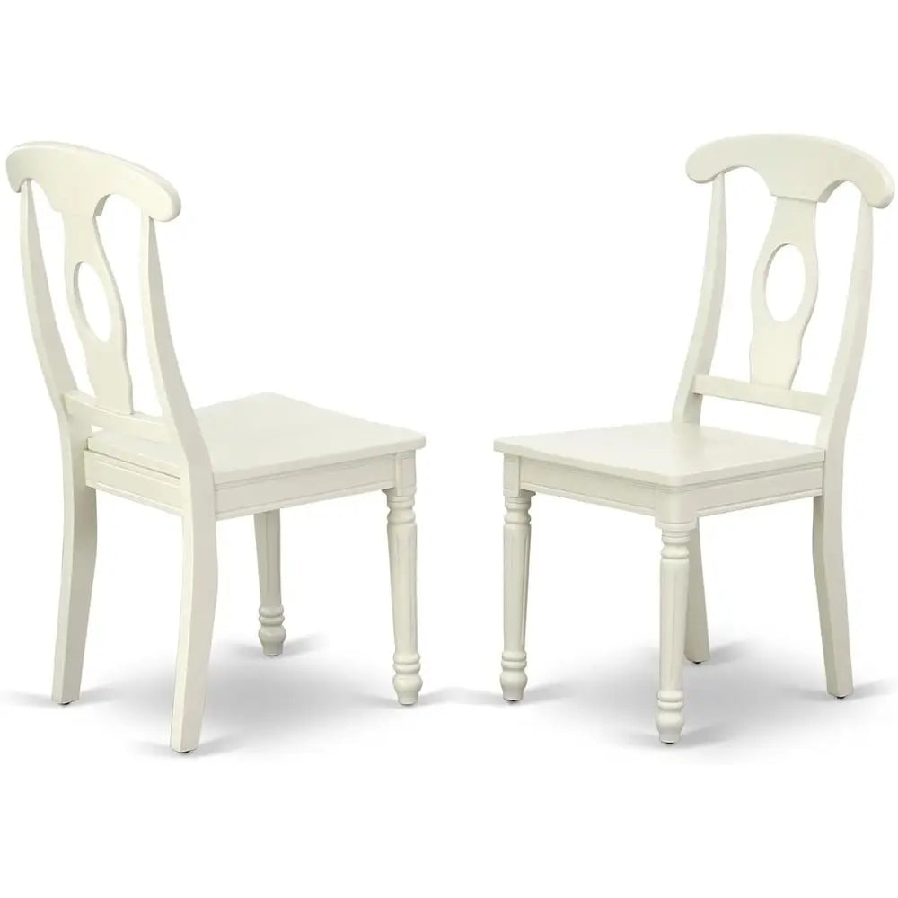 3-Piece Dining Set: Round Pedestal Table with 2 Chairs, 36x36, Linen White