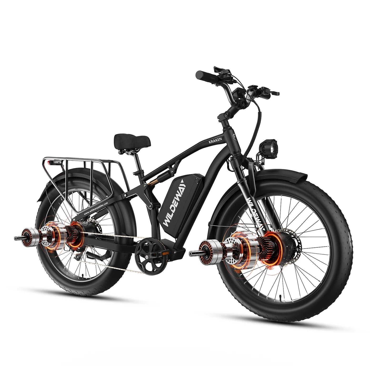 3000W Dual Motor Electric Bike 26' Fat Tire Ebike 32MPH 52V 25Ah Battery 80 Miles Range Full Suspension Off-Road Bicycle for Adults Hydraulic Brakes Snow Sand Mountain