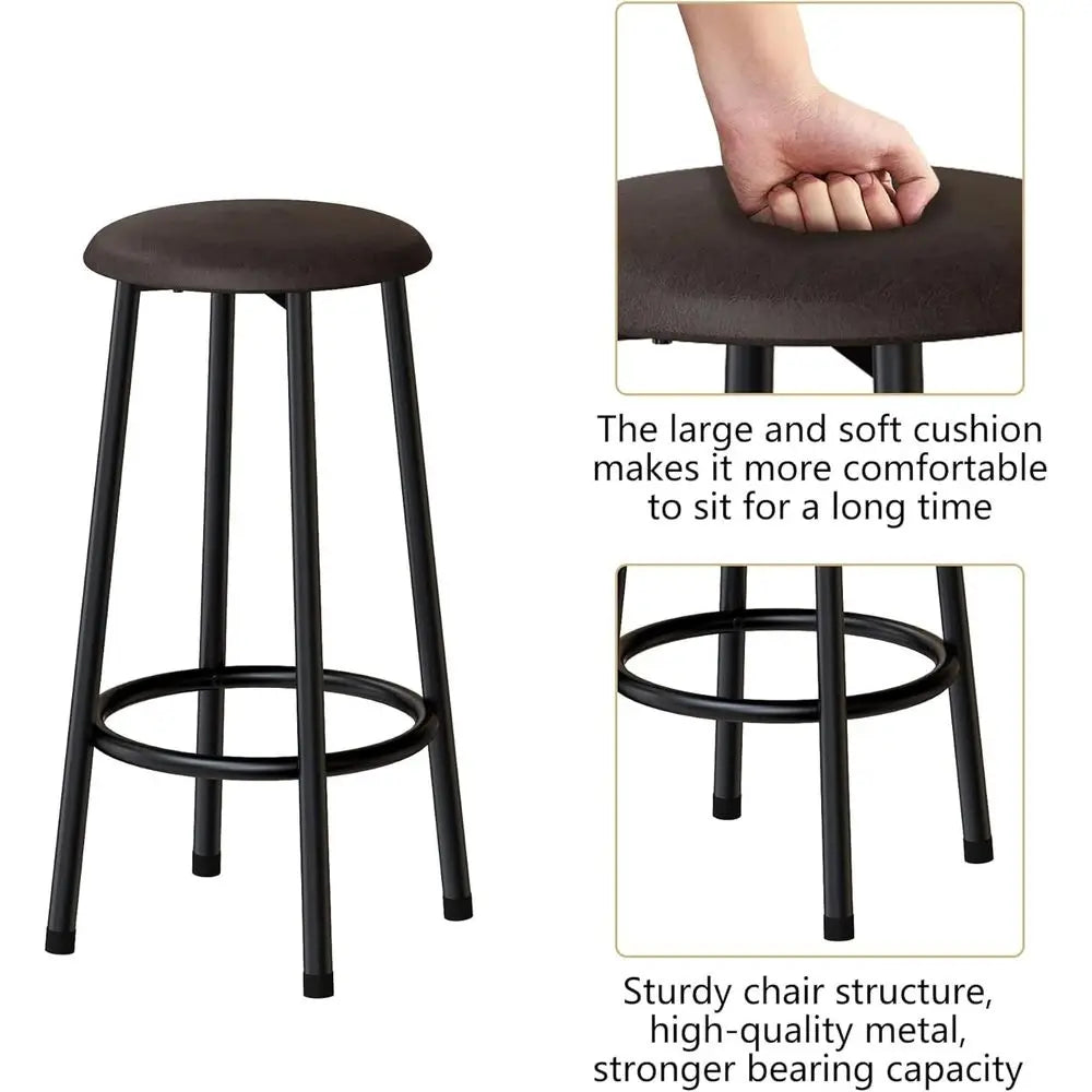 3-Piece Pub Furniture Set, 2 Bar Stools, Marble Dining Set for 2, Counter Height Table with Storage, White Kitchen Island with S