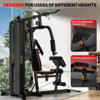 JEEKEE All in One Home Gym with 150LB Weight Stack, Multifunctional Home Gym Equipment for Full Body Workout, Space Saving Workout Machine with Chest Press, LAT Pulldown, Leg Extension