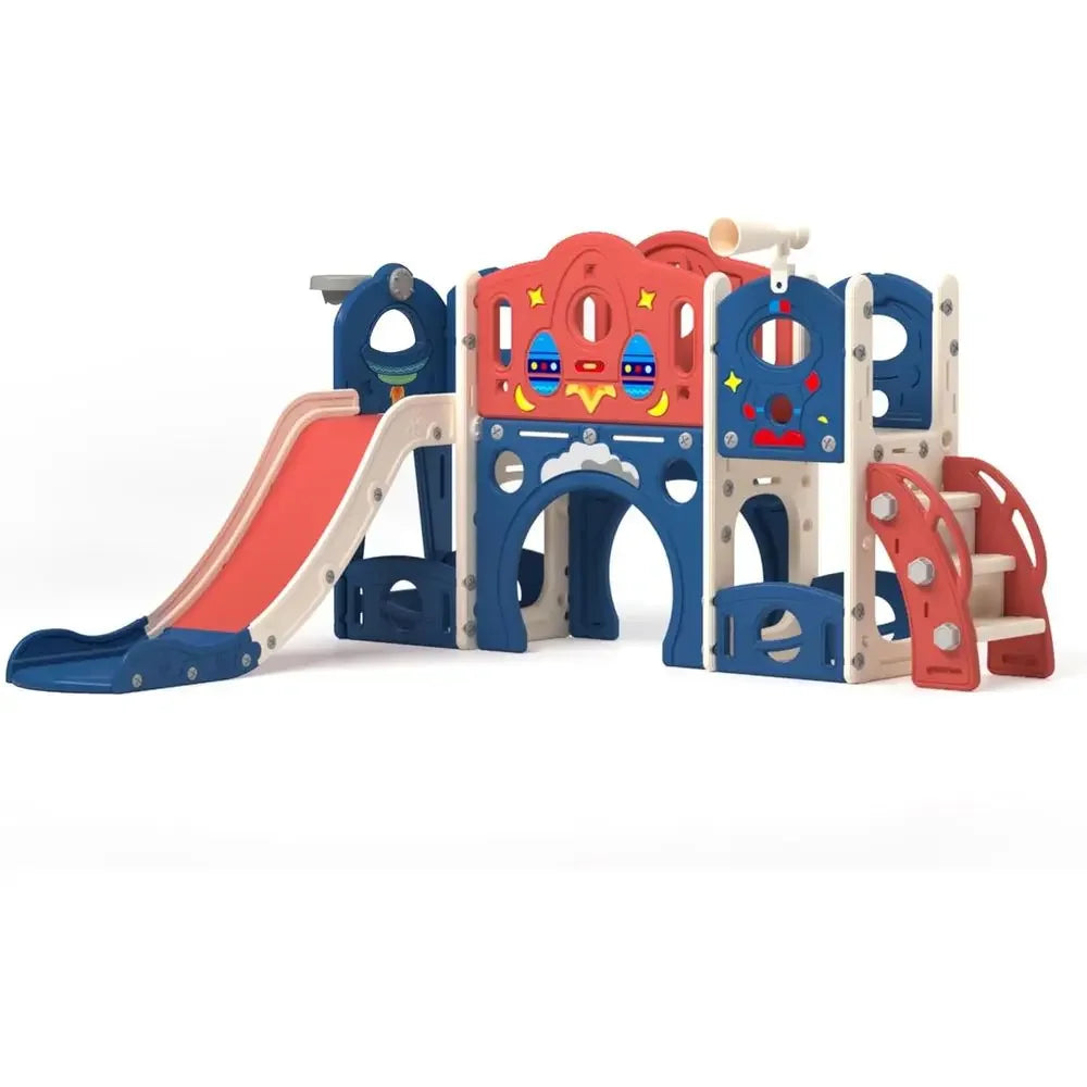 Castle-Themed Playhouse for Toddlers: 1-3 Years, Outdoor & Indoor Playset with Climber and Slide (Blue)