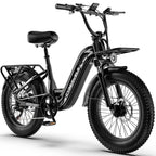 1000W Peak Step-Through Electric Bike for Adults, 20 Inch Fat Tire Commuter Ebike, 48V 20Ah Removable Battery 7-Speed Gear System Equipped with Wider Saddle Basket & Kickstand EK8