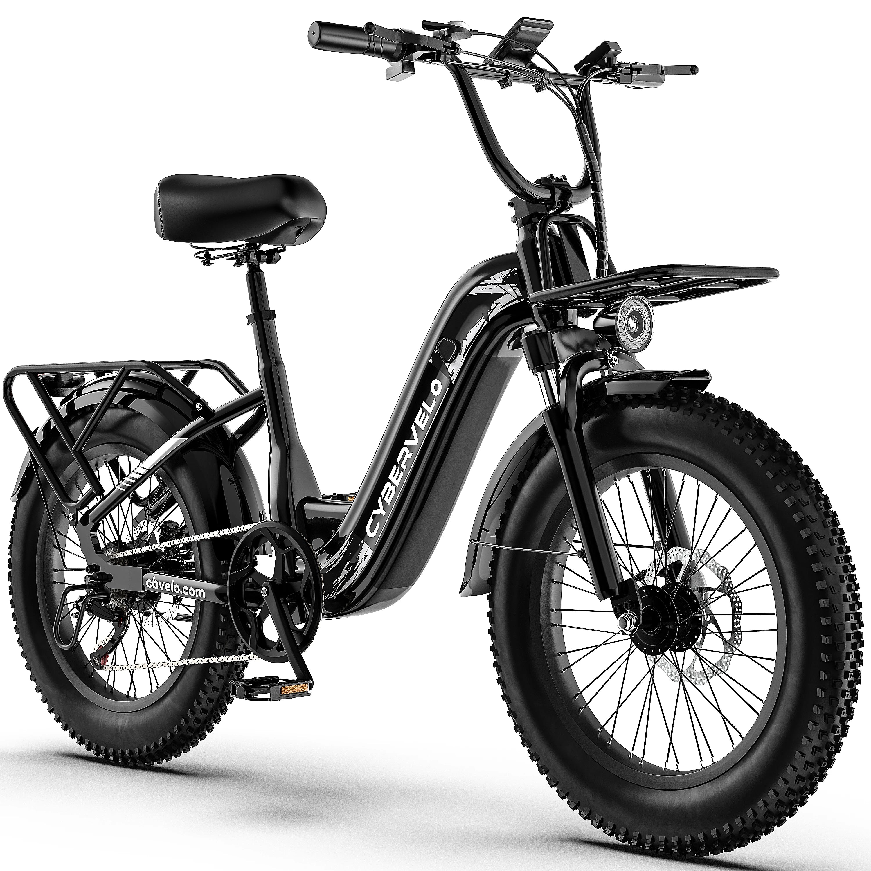 1000W Peak Step-Through Electric Bike for Adults, 20 Inch Fat Tire Commuter Ebike, 48V 20Ah Removable Battery 7-Speed Gear System Equipped with Wider Saddle Basket & Kickstand EK8