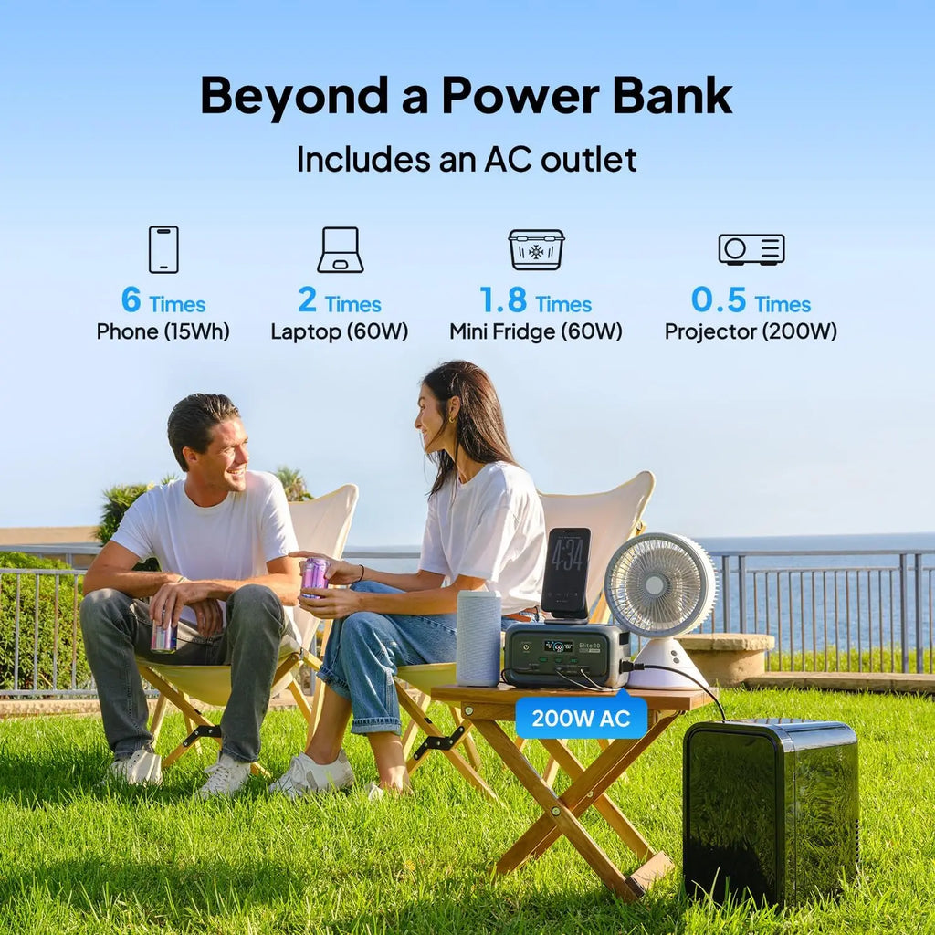 128Wh Portable Power Station with 200W AC Outlet, LiFePO4 Battery Fast Charging Solar Generator for Camping Travel Emergency