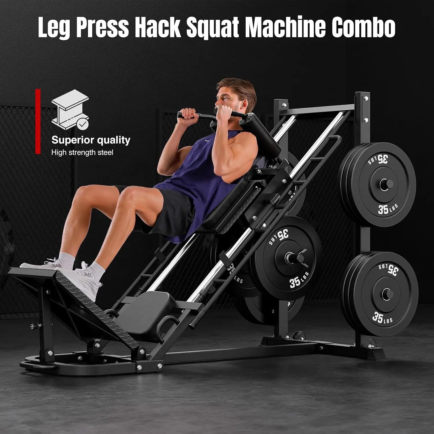 Dripex Leg Press Machine, Hack Squat Machine, Professional Leg Press Machines for Home Gym with 4 Weight Plate Storage Holders, Transport Wheels for Full Lower Body Workout-Weight Plates Not Included