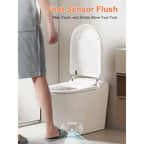 Smart Toilet with Heated Seat, Night Light, Dual Auto Flush, Foot Sensor Operation, Modern Elongated One-Piece ADA Height Toilet