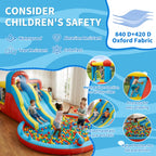8-in-1 Inflatable Water Park Kids Bounce House With Double Slides & Pool, 550W Blower, Oxford, Indoor Outdoor Set