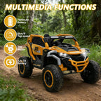 12V Kids Ride on UTV 2-seater with Parent Remote Control Suspension LED Lights Music Player for Ages 3-6 Yellow Black