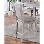 Modern Rustic Grey Square Dining Table Set with Shelves and Cushioned Chairs, 5-Piece Counter Height Furniture