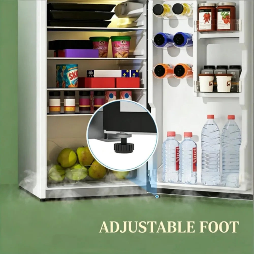 Compact 4 Cu.Ft Top-Freezer Refrigerator, Adjustable Thermostat, Reversible Door, Quiet Mini Fridge for Home, Dorm, Office, White