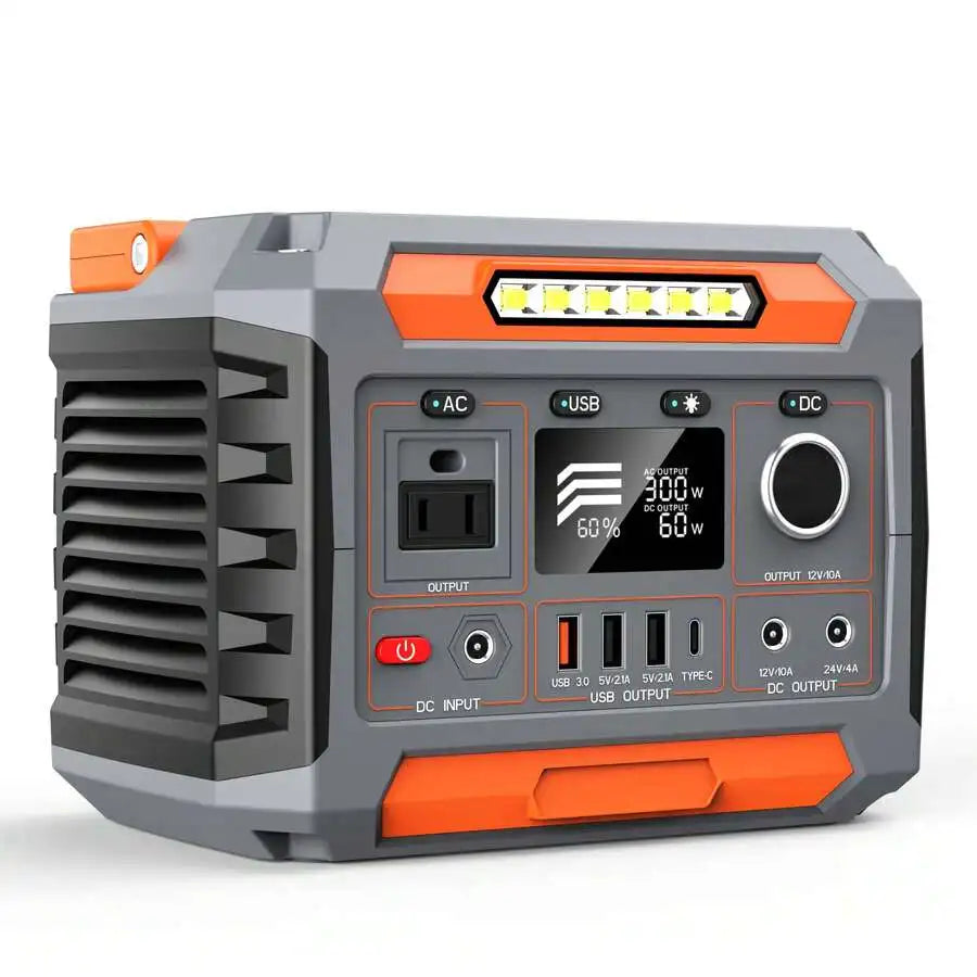 300W Portable Power Station, Emergency Power Bank, Outdoor Generator, 270Wh/72,800mAh/3.7V, With Built-In Lighting And Wireless