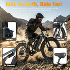 3000W Dual Motor Electric Bike 26' Fat Tire Ebike 32MPH 52V 25Ah Battery 80 Miles Range Full Suspension Off-Road Bicycle for Adults Hydraulic Brakes Snow Sand Mountain