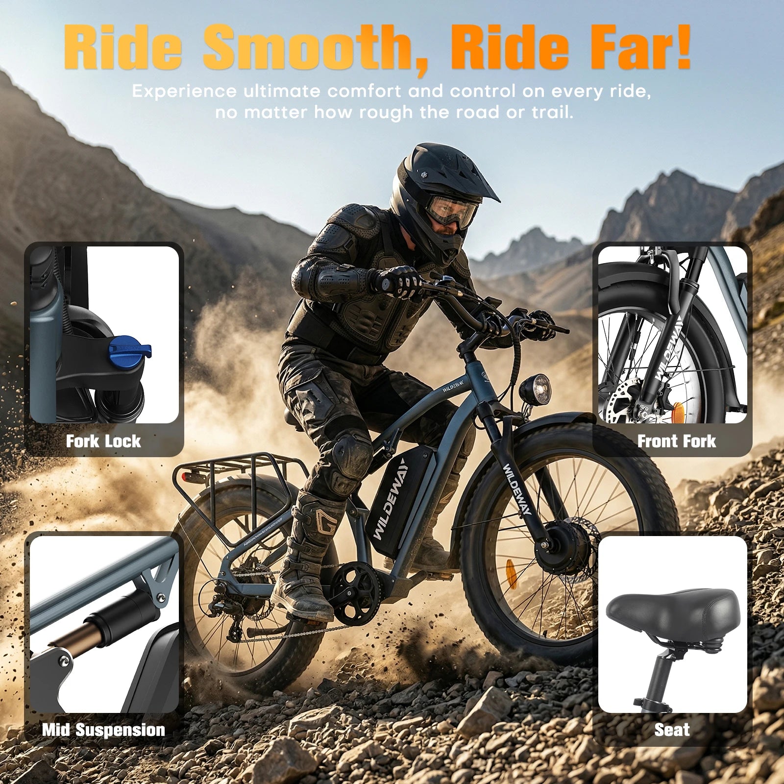 3000W Dual Motor Electric Bike 26' Fat Tire Ebike 32MPH 52V 25Ah Battery 80 Miles Range Full Suspension Off-Road Bicycle for Adults Hydraulic Brakes Snow Sand Mountain