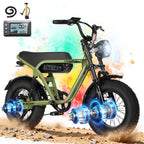 ActBest Blaze Electric BiNke, 16" Fat Tires Electric Mountain Bike, 1200W Peak Motor 48V 10.4Ah, 25 MPH 55Mi Range Off-Road Ebike with Full Suspension, with Free Bike Lock