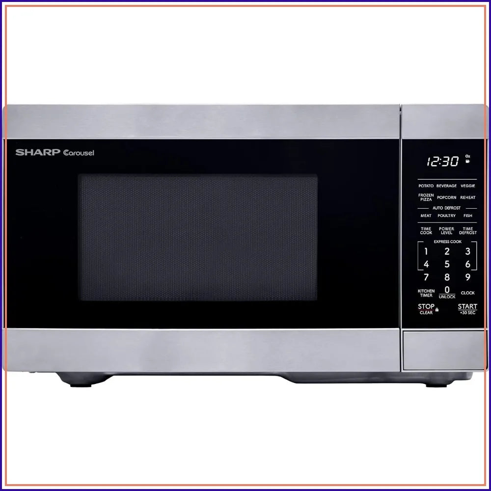 900W 0.9 Cu Ft Countertop Microwave with Turntable, Stainless Steel