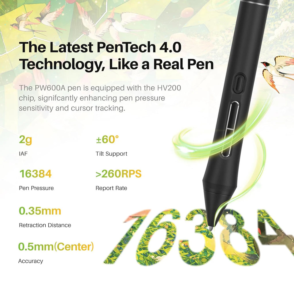 Huion Kamvas Pro 16 V2 Graphics Tablet 15.6 Inch Display PenTech 4.0 Stylus 16K Levels Pressure, 2nd Gen Anti-glare Etched Glass