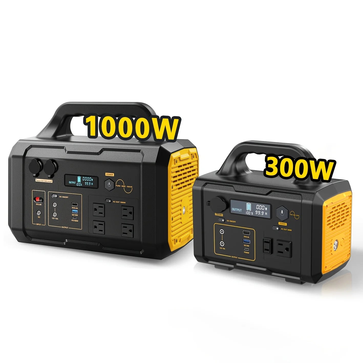 300W/1000W Portable Power Station, 299Wh/1024Wh Solar Generator with AC Qutlet/2 DC Ports/3 USB Ports Backup Battery/Power Supply for Qutdoor Trip RV Camping Emergency Survival Gear Travel Hunting Fishing Emergency (Excluding