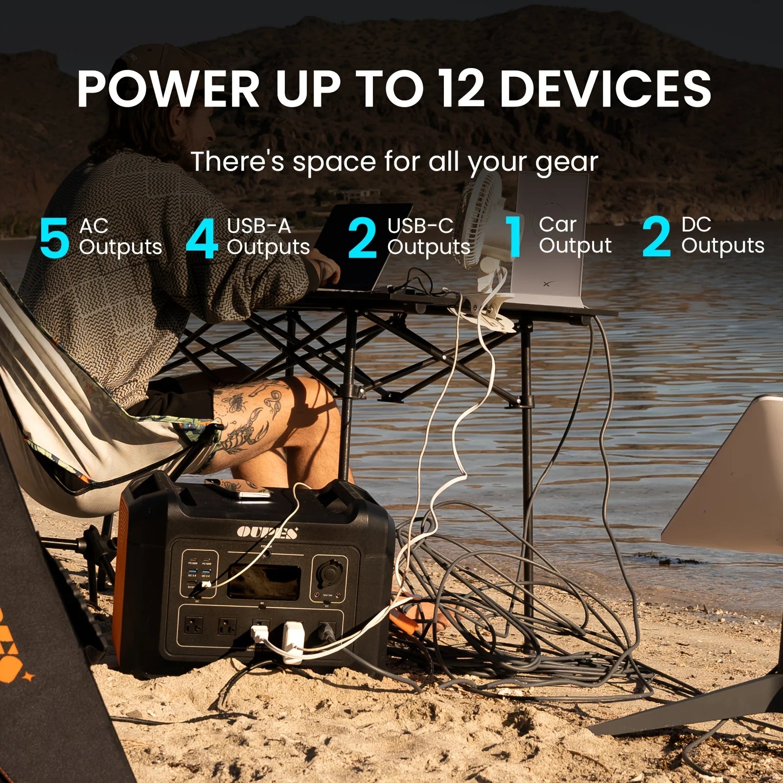 OUPES 2400W/2232Wh Portable Power Station Solar Generator Battery Camping Backup Battery Pack Power Supply for CPAP Outdoor Load Trip Camping Emergency Backup