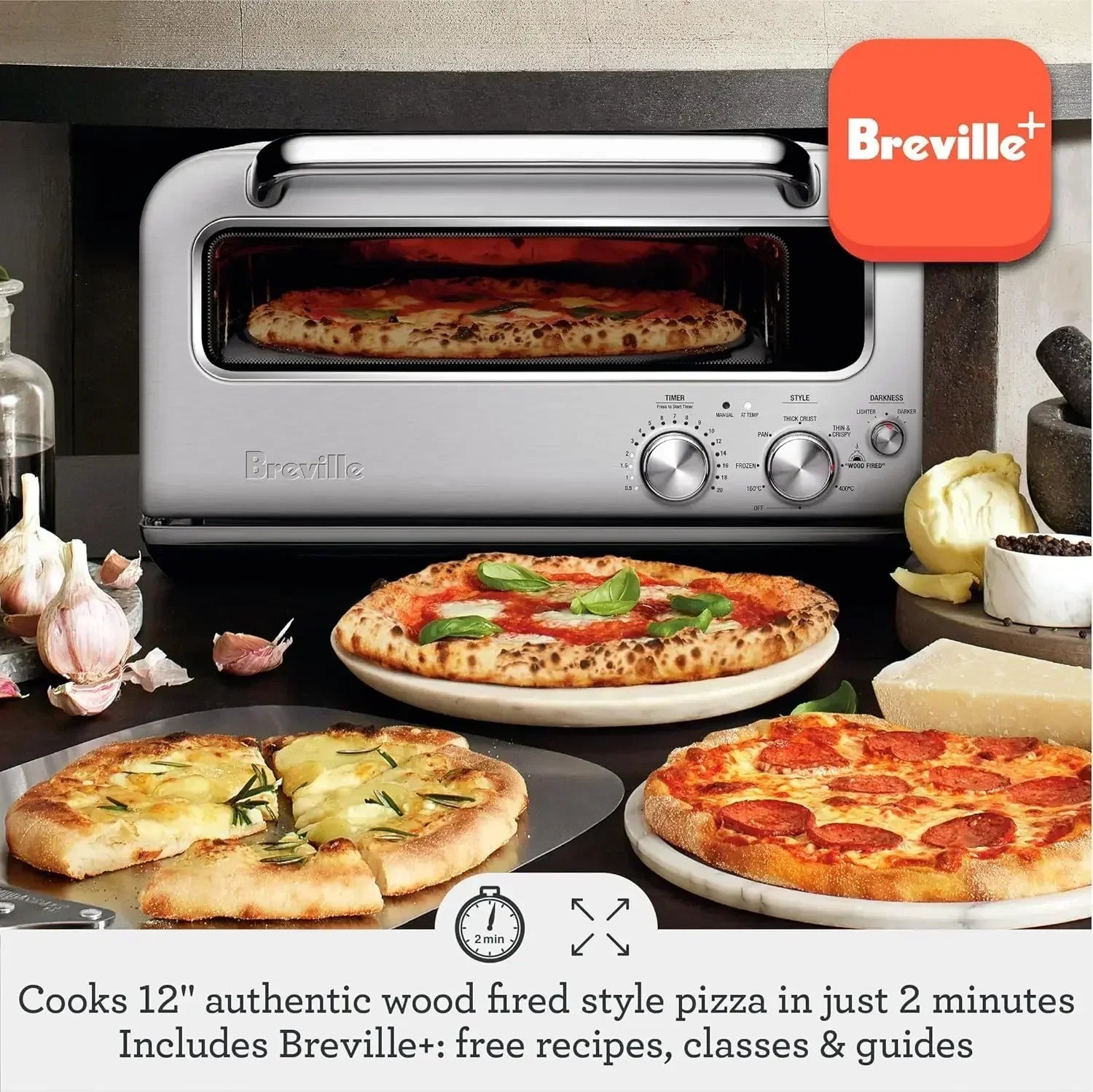 Breville BPZ820BSS Smart Oven Pizzaiolo Countertop Pizza Maker Stainless Steel Professional Pizza Oven