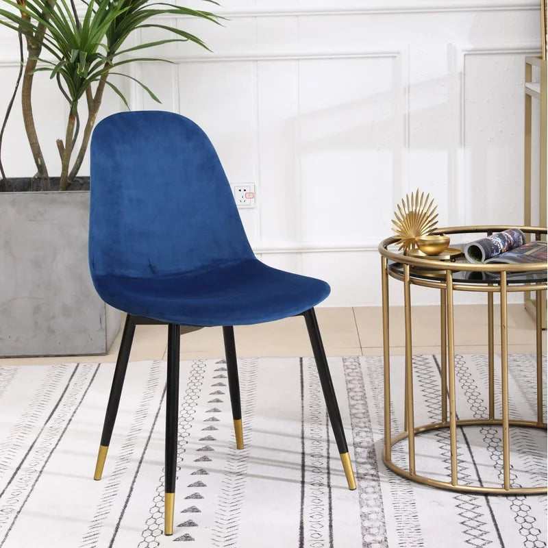 Evatt Round Dining Set with 4 Modern Blue Chairs, Trestle Table