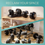 Adjustable Dumbbells Set 25 lbs Each with Rack, Quick-Change Weights 5-25 lbs for Home Gym Strength Training
