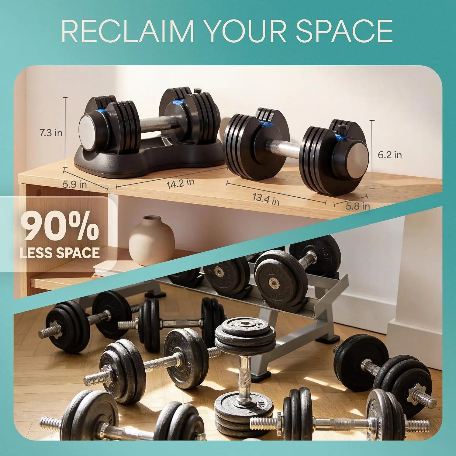 Adjustable Dumbbells Set 25 lbs Each with Rack, Quick-Change Weights 5-25 lbs for Home Gym Strength Training