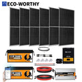 ECO-WORTHY 1200W Lithium Battery Solar System Off Grid:6pcs 195W Solar Panels+2Pcs 12.8V 280Ah Battery+60A MPPT+3000W Inverter