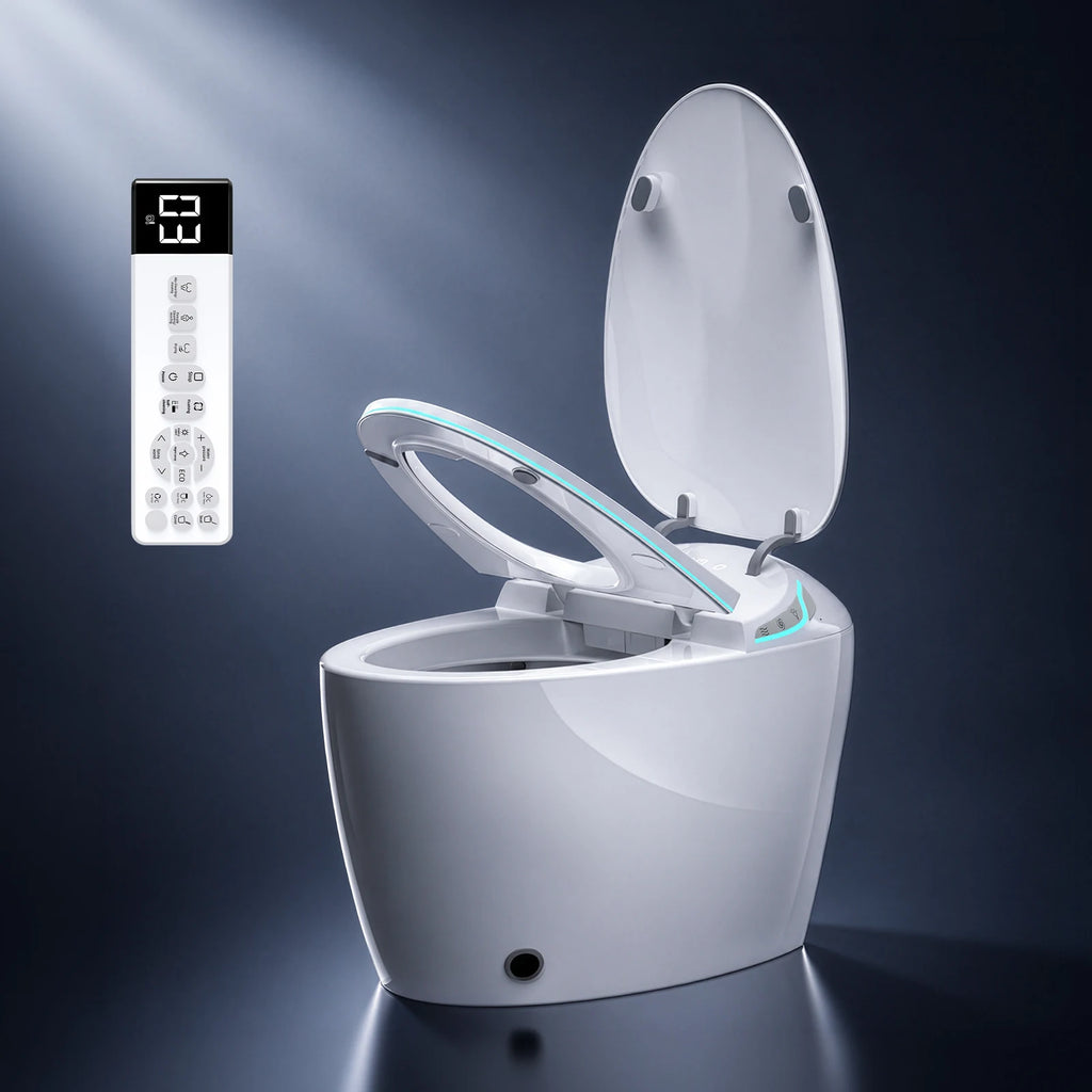 Sanyipace New Smart Toilet and Bidet Auto Open Close Lid Foot Sensor Distence Toilet Warm Water Heated Seat Toilet One Piece Elongated Toilet with Tank Toilet