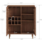 Walnut-Toned Bar Cabinet with Wine Racks for Dining and Living Spaces