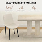5-Piece Dining Set with 4 Upholstered Leather Chairs, 46 Pedestal Table, Modern Kitchen Furniture, Natural Finish