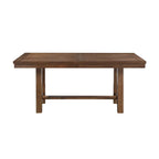 Brown Finish Rectangular Dining Table Set with Beige Upholstered Bench and Chairs, Transitional Kitchen Furniture