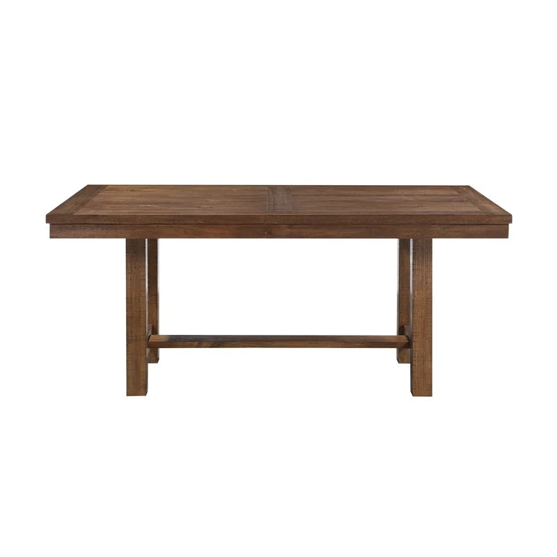 Brown Finish Rectangular Dining Table Set with Beige Upholstered Bench and Chairs, Transitional Kitchen Furniture