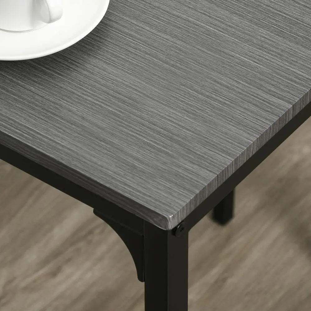 Gray Industrial 3-Piece Bar Table Set with Chairs, Compact Dining for Small Spaces