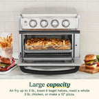 Air Fryer Toaster Oven 1800W 8-in-1 with Air Fry, Convection, Broil & Warm, 0.6 Cu Ft, 60-Min Timer, Stainless Steel