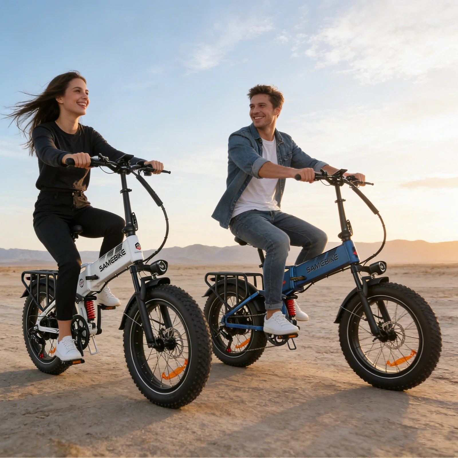 SAMEBIKE RS-A02Pro Folding Fat Tire Electric Bike 1000W All Terrain Snow Mountain Ebike For Adults 48V 15Ah High Capacity Battery Dual Suspension Off Road Adventure Bicycle