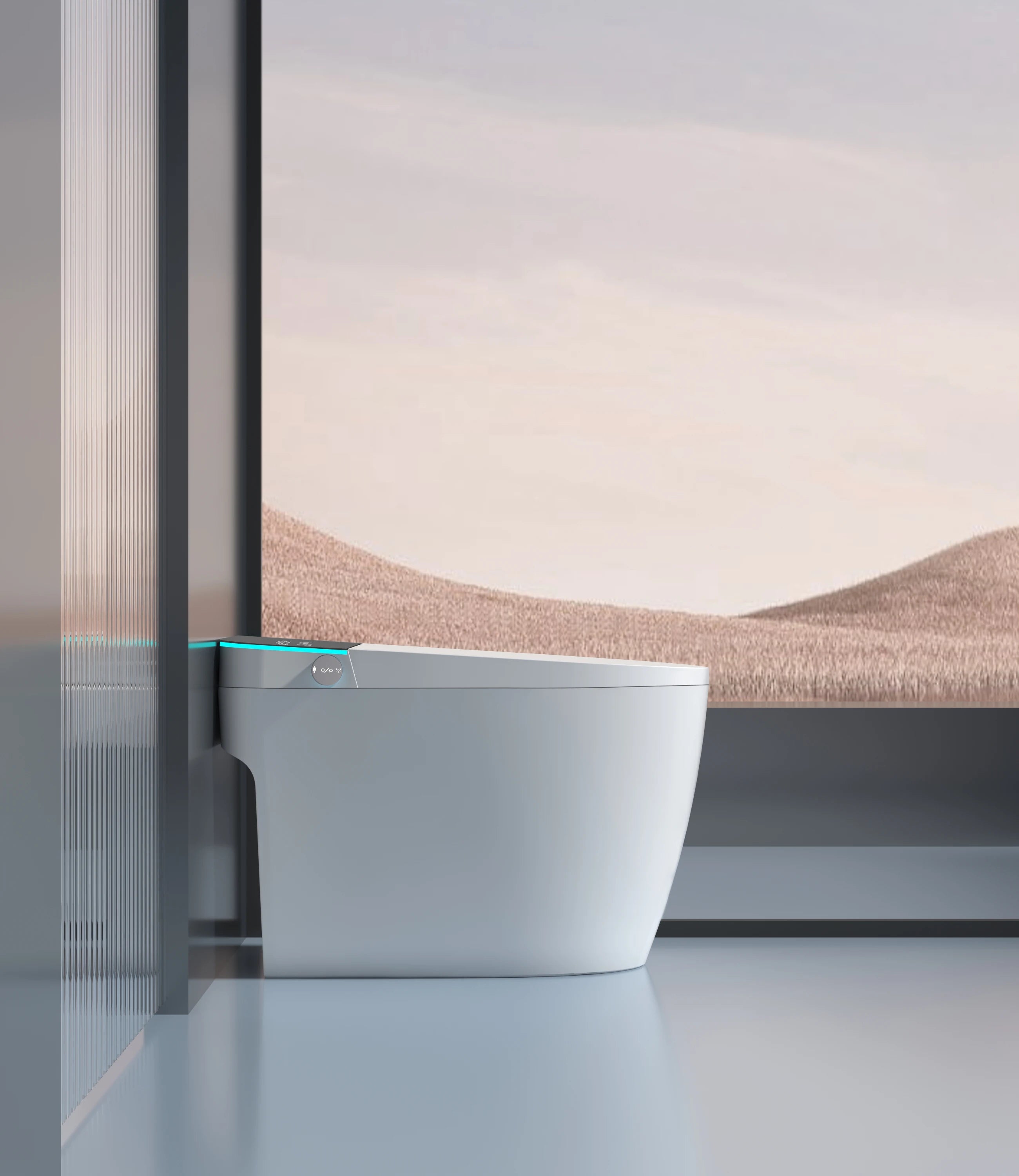 Smart Grey Toilet Auto Flush Auto Open Lid Heated Seat Bidet Female Wash IPX4 Waterproof Voice Remote Control
