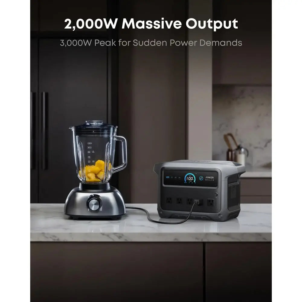 SOLIX C1000 Gen 2 Portable Power Station, 2,000W Peak 3,000W Solar Generator, Full Charge in 49 Min, 1,024Wh LiFePO4 Battery fo