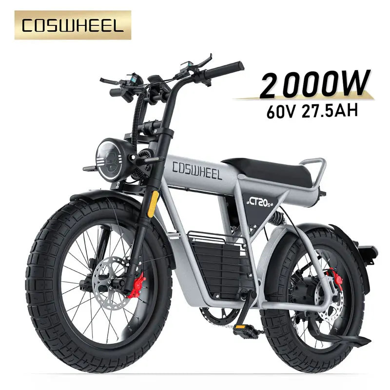 COSWHEEL CT20S E-Mountain bike For Adult 60V 27.5Ah Battery Double Hydraulic Disc Brakes 20"*5.0 Fat Tire Off-Road E-bike