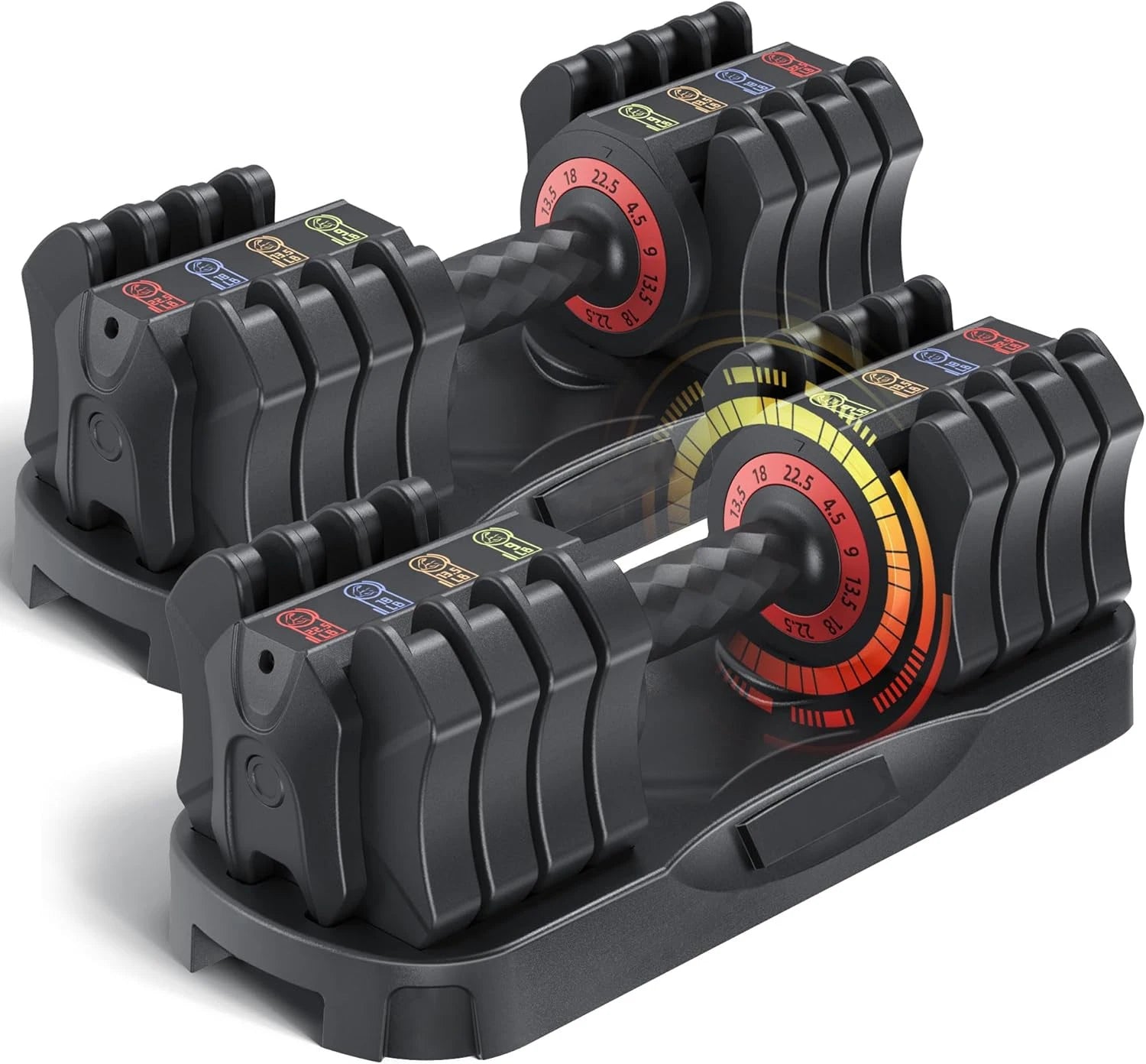 22.5LB 5-in-1 Quick Adjustable Dumbbells, Non-slip Fitness Set for Men & Women Home Workout