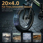 20x4.0 Inch Electric Bike for Adult Commuting - 48V/13Ah Removable Battery, UL2849 Certified, 50 Mile Range, 20 MPH Top Speed, 1
