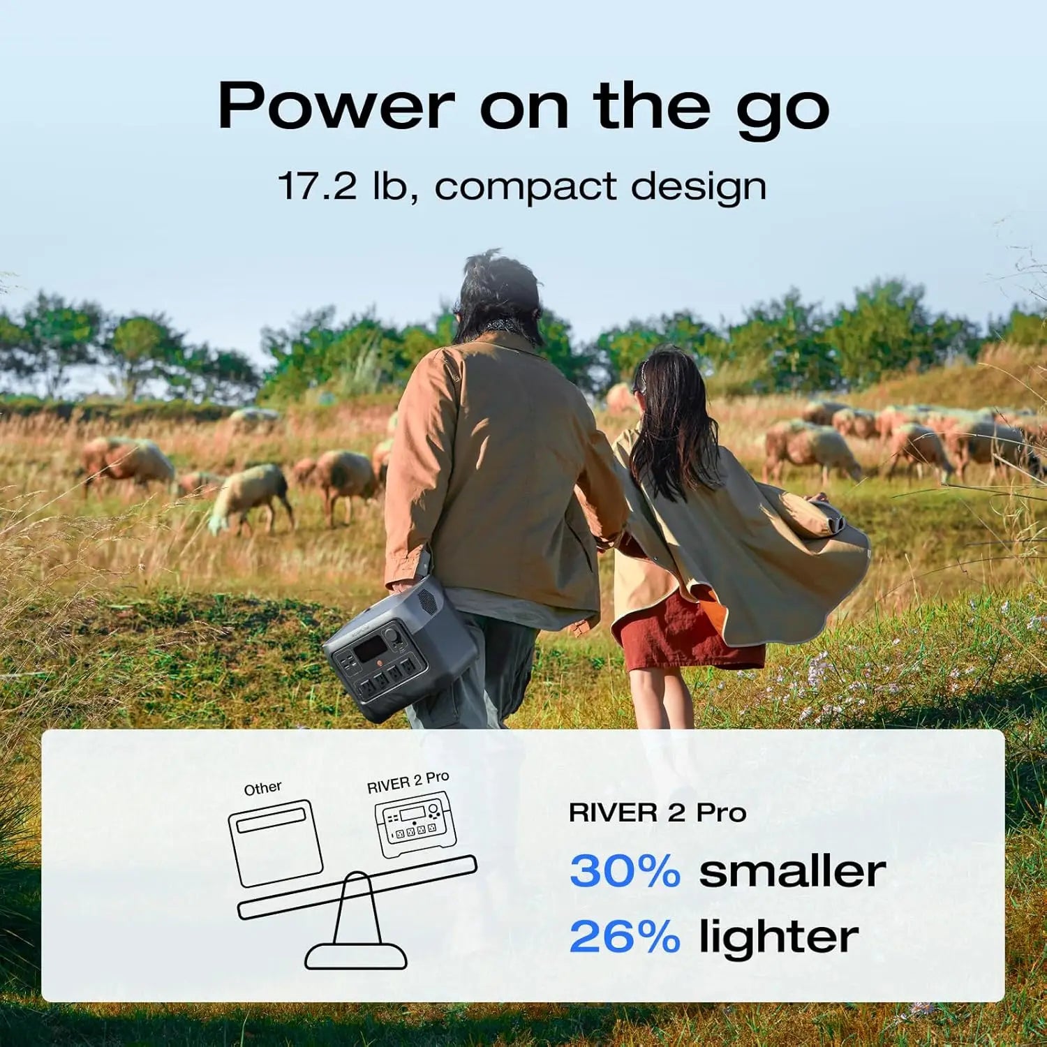 ECOFLOW Solar Generator RIVER 2 Pro 716Wh LiFePO4 Battery, 4x800W AC Outlets (1600W Surge), Solar Generator