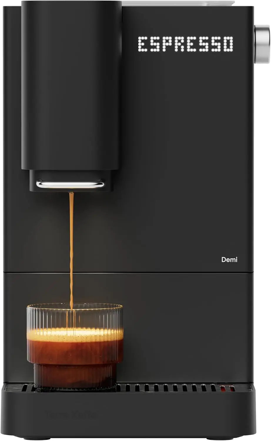 Terra Kaffe Demi Compact Fully Automatic Espresso Machine - Roaster-Approved Espresso Settings - Barista-Level Quality with Built-In Grinder - Coffee Machine - Slate