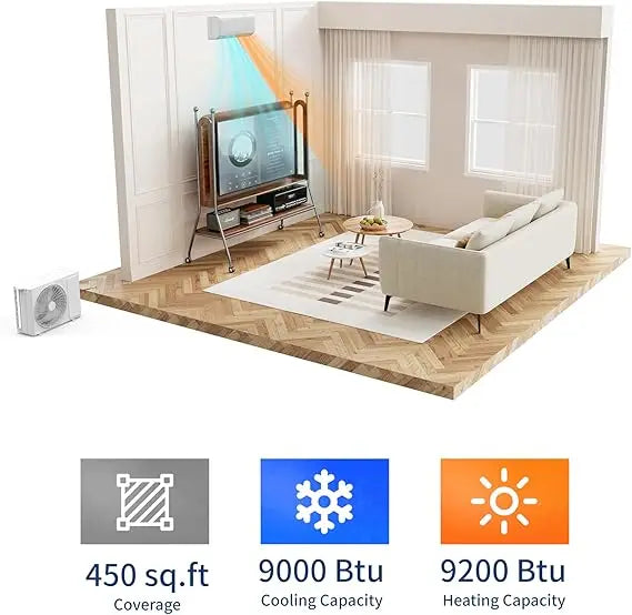 12,000 BTU Mini Split Air Conditioner with Heat Pump 18.5 SEER Cools Up to 750 Sq. Ft, Energy Efficient Inverter AC with Remote